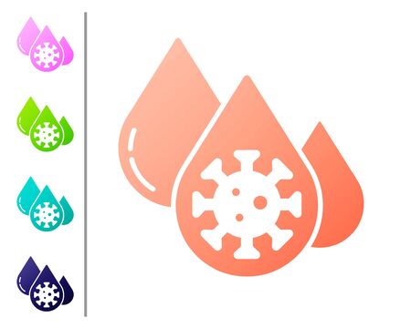 Coral Blood test and virus molecule coronavirus icon isolated on white background. Coronavirus, COVID-19. 2019-nCoV. Set color icons. Vector.のイラスト素材