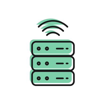 Black line Smart Server, Data, Web Hosting icon isolated on white background. Internet of things concept with wireless connection. Vectorのイラスト素材