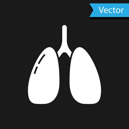 White Lungs icon isolated on black background. Vector..のイラスト素材