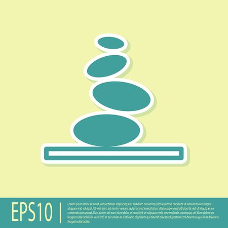 Green Stack hot stones icon isolated on yellow background. Spa salon accessory. Vectorのイラスト素材