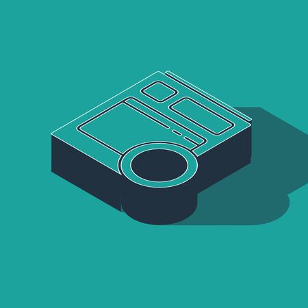 Isometric Kitchen dishwasher machine icon isolated on green background. Vector Illustrationのイラスト素材