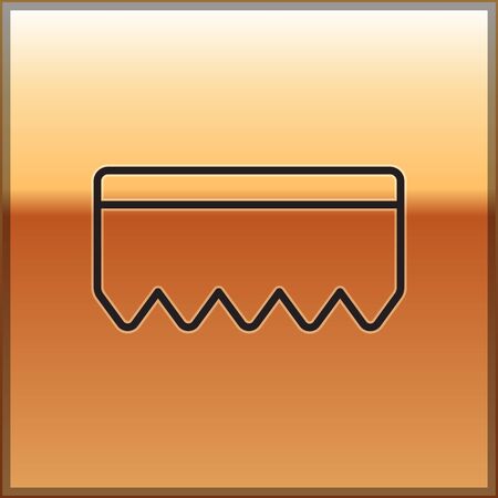 Black line Sponge with bubbles icon isolated on gold background. Wisp of bast for washing dishes. Cleaning service logo. Vector Illustrationのイラスト素材