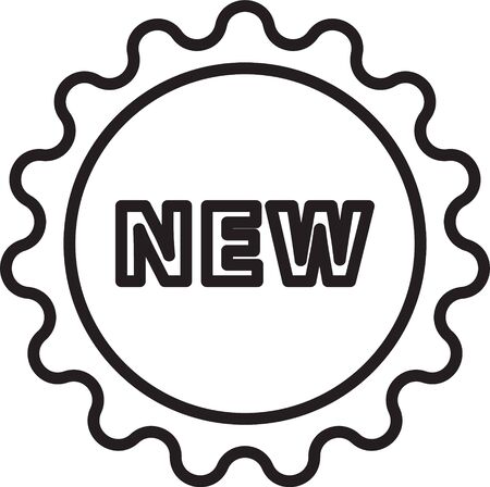 Black line Price tag with an inscription New icon isolated on white background. Badge for price. Promo tag discount. Vector Illustrationのイラスト素材