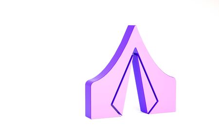 Purple Tourist tent icon isolated on white background. Camping symbol. Minimalism concept. 3d illustration 3D renderの写真素材