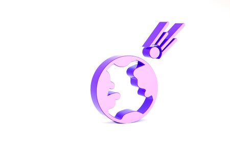 Purple Comet falling down fast icon isolated on white background. Minimalism concept. 3d illustration 3D renderの写真素材