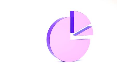 Purple Pie chart infographic icon isolated on white background. Diagram chart sign. Minimalism concept. 3d illustration 3D renderの写真素材