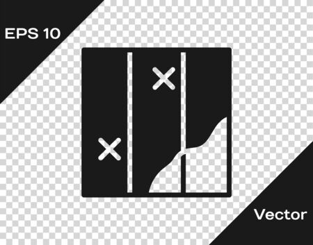 Black Folded map icon isolated on transparent background. Vectorのイラスト素材