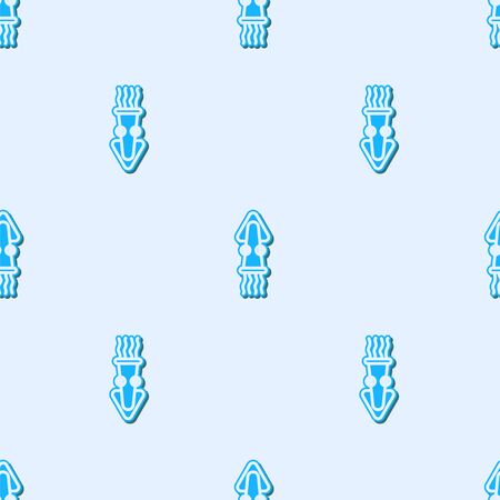 Blue line Octopus icon isolated seamless pattern on grey background. Vector..のイラスト素材