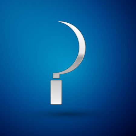 Silver Sickle icon isolated on blue background. Reaping hook sign. Vectorのイラスト素材