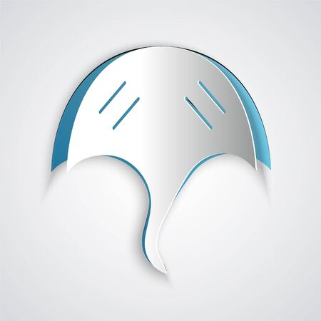 Paper cut Stingray icon isolated on grey background. Paper art style. Vector.のイラスト素材