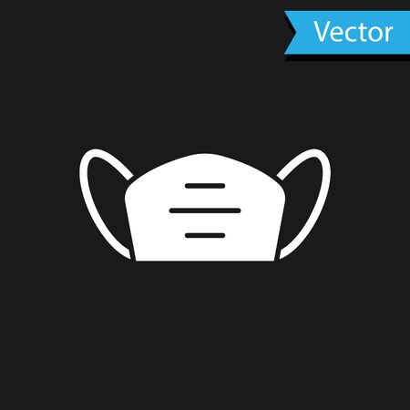 White Medical protective mask icon isolated on black background. Vector.のイラスト素材