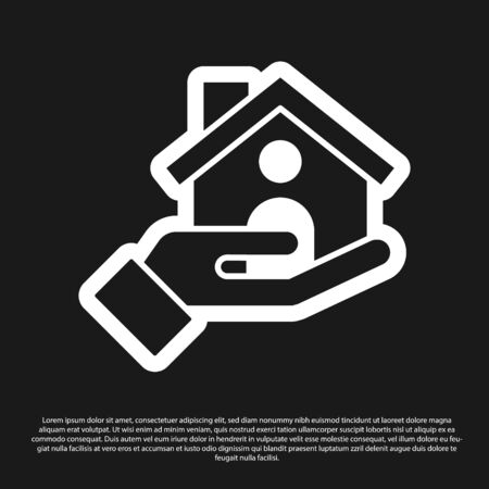 Black House insurance icon isolated on black background. Security, safety, protection, protect concept. Vector.のイラスト素材