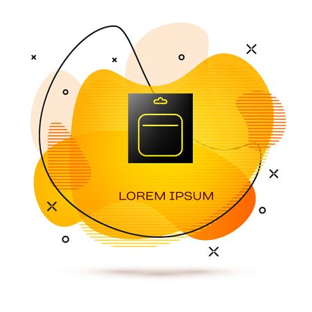 Black Battery in pack icon isolated on white background. Lightning bolt symbol. Abstract banner with liquid shapes. Vector Illustration.のイラスト素材