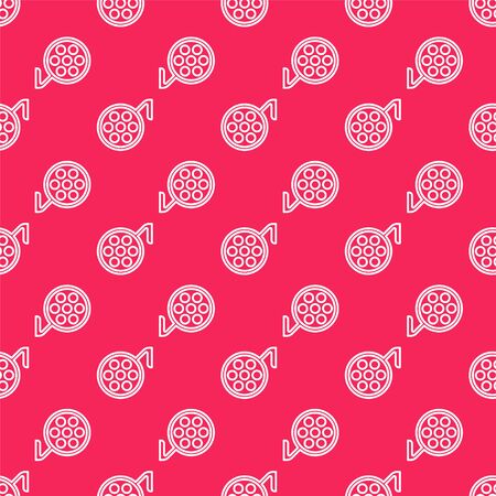 White line Surgery lamp icon isolated seamless pattern on red background. Vector Illustration.のイラスト素材
