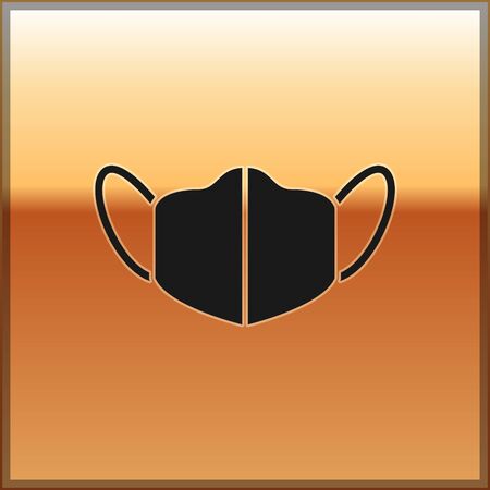 Black Medical protective mask icon isolated on gold background. Vector.のイラスト素材