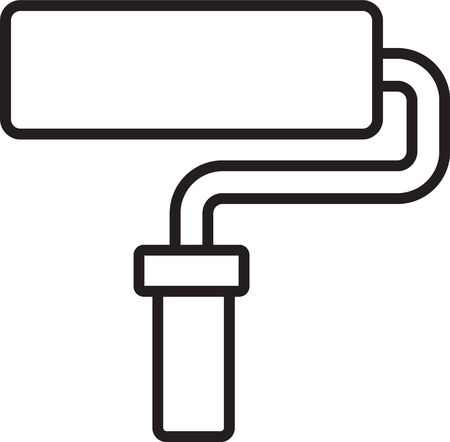 Black line Paint roller brush icon isolated on white background. Vector.のイラスト素材