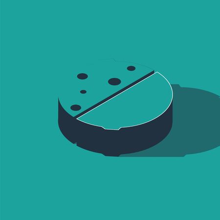 Isometric Eclipse of the sun icon isolated on green background. Total sonar eclipse.  Vector Illustration.のイラスト素材