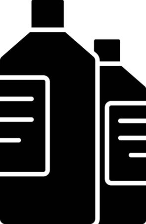 Black Plastic bottles for laundry detergent, bleach, dishwashing liquid or another cleaning agent icon isolated on white background. Vector Illustration.のイラスト素材