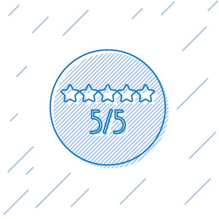 Blue line Consumer or customer product rating icon isolated on white background.  Vector Illustration.のイラスト素材