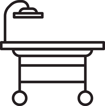 Black line Operating table icon isolated on white background. Vector Illustration.のイラスト素材