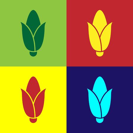 Pop art Corn icon isolated on color background. Vector.のイラスト素材