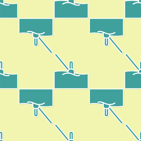 Green Fishing float in water icon isolated seamless pattern on yellow background. Fishing tackle....
