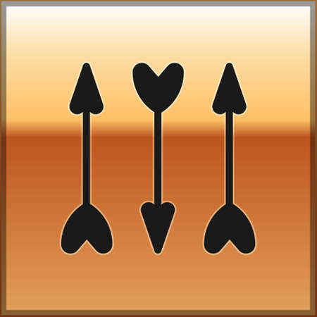 Black Hipster arrows icon isolated on gold background.  Vector.のイラスト素材