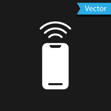 White Wireless smartphone icon isolated on black background.  Vector.のイラスト素材