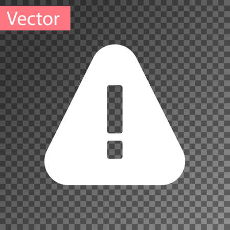 White Exclamation mark in triangle icon isolated on transparent background. Hazard warning sign, careful, attention, danger warning sign.  Vector.のイラスト素材