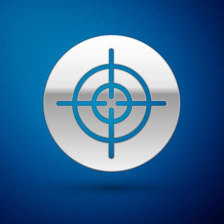 Silver Target sport icon isolated on blue background. Clean target with numbers for shooting range or shooting.  Vector.のイラスト素材
