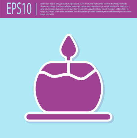 Retro purple Aroma candle icon isolated on turquoise background. Vector.のイラスト素材