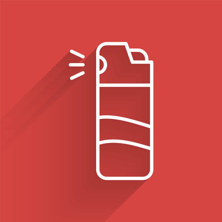 White line Pepper spray icon isolated with long shadow. OC gas. Capsicum self defense aerosol. Vector.のイラスト素材