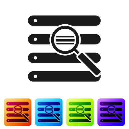 Black Search in a browser window icon isolated on white background. Set icons in color square buttons. Vector Illustration.のイラスト素材