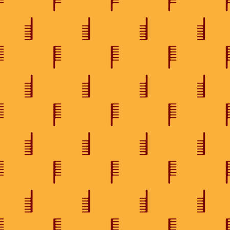 Red Hairbrush icon isolated seamless pattern on brown background. Comb hair sign. Barber symbol. Vector Illustration.のイラスト素材