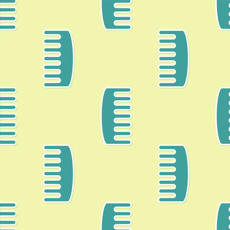 Green Hairbrush icon isolated seamless pattern on yellow background. Comb hair sign. Barber symbol. Vector Illustration.のイラスト素材