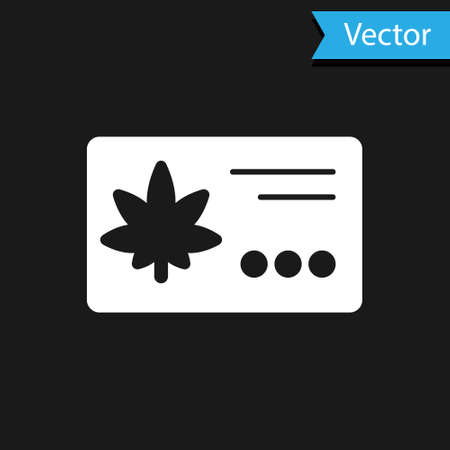 White Calendar and marijuana or cannabis leaf icon isolated on black background. National weed day. Hemp symbol. Vector Illustration.のイラスト素材