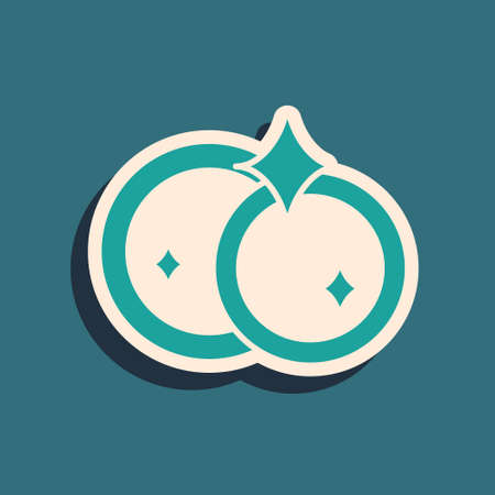 Green Washing dishes icon isolated on green background. Cleaning dishes icon. Dishwasher sign. Clean tableware sign. Long shadow style. Vector Illustration.のイラスト素材