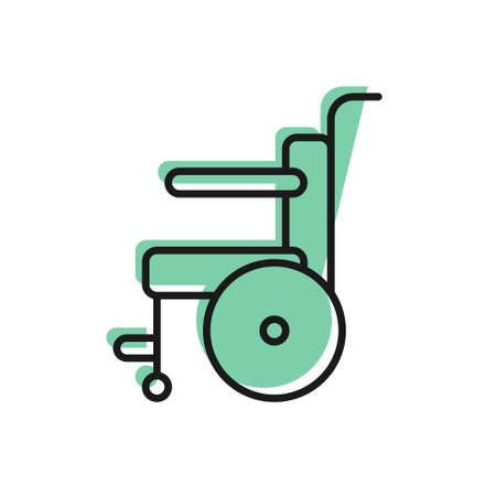 Black line Wheelchair for disabled person icon isolated on white background. Vector Illustration.のイラスト素材