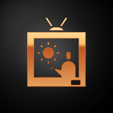 Gold Weather forecast icon isolated on black background.  Vector Illustration.のイラスト素材