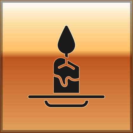 Black Aroma candle icon isolated on gold background. Vector.のイラスト素材