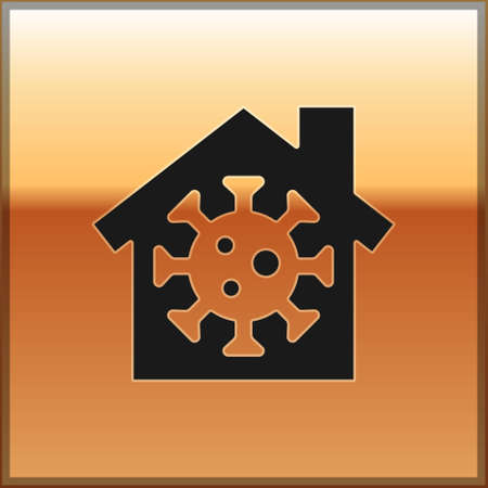 Black Stay home icon isolated on gold background. Corona virus 2019-nCoV. Vector..のイラスト素材