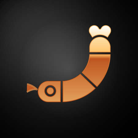 Gold Shrimp icon isolated on black background. Vector..のイラスト素材