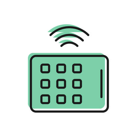 Black line Wireless tablet icon isolated on white background. Internet of things concept with wireless connection. Vector.のイラスト素材