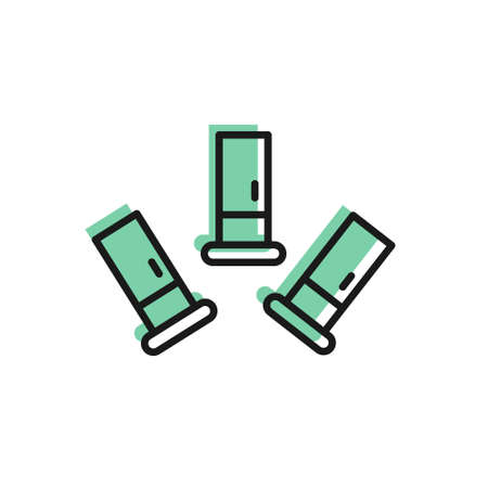 Black line Cartridges icon isolated on white background. Shotgun hunting firearms cartridge. Hunt rifle bullet icon. Vector.のイラスト素材