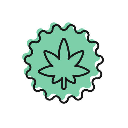 Black line Medical marijuana or cannabis leaf icon isolated on white background. Hemp symbol. Vector Illustration.のイラスト素材