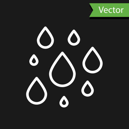 White line Water drop icon isolated on black background.  Vector Illustration.のイラスト素材