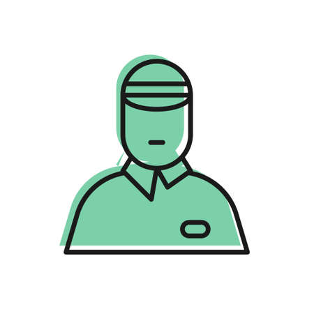 Black line Seller icon isolated on white background.  Vector Illustration.のイラスト素材