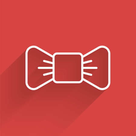 White line Bow tie icon isolated with long shadow. Vector Illustration.のイラスト素材