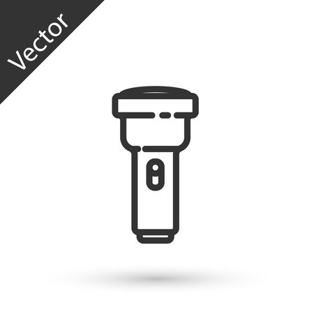 Grey line Flashlight icon isolated on white background. Vector Illustration.のイラスト素材