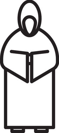 Black line Monk icon isolated on white background.  Vector Illustration.のイラスト素材